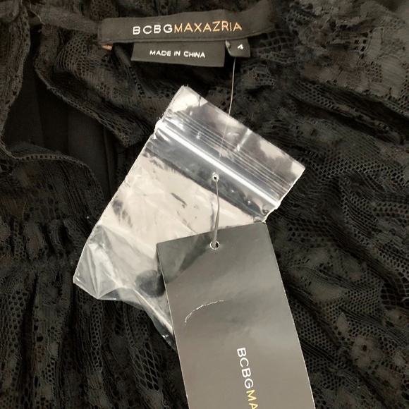 NWT BCBG Black Silk/Lace Cap Sleeve Party-Top - Picture 16 of 16